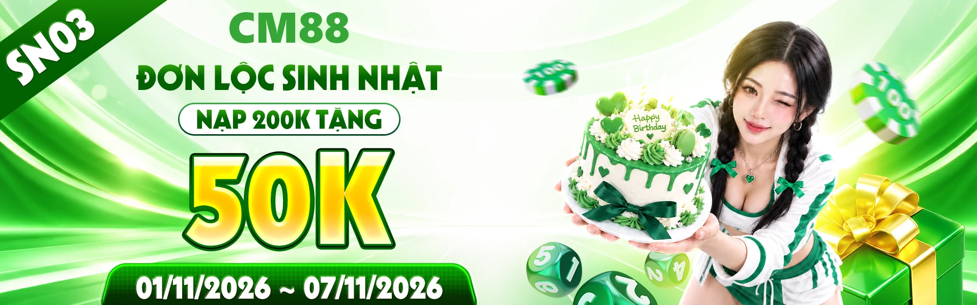 CM88 chúc mừng sinh nhật, nhà cái cm88 tung hàng ngàn quà tặng và phần thưởng đến quý hội viên, nhanh tay đón nhận và đky tài khoản nào.